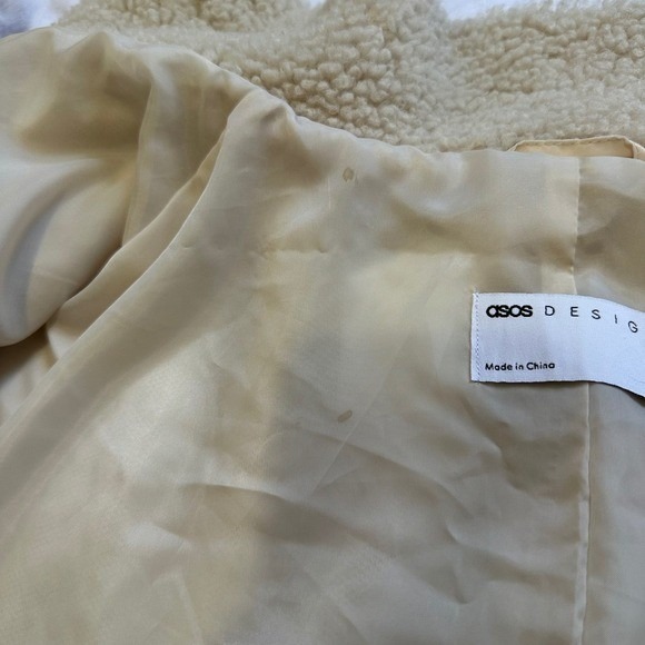 ASOS Desing womens‎ beige cream teddy fleece snap front jacket Sz 6 - Picture 10 of 11